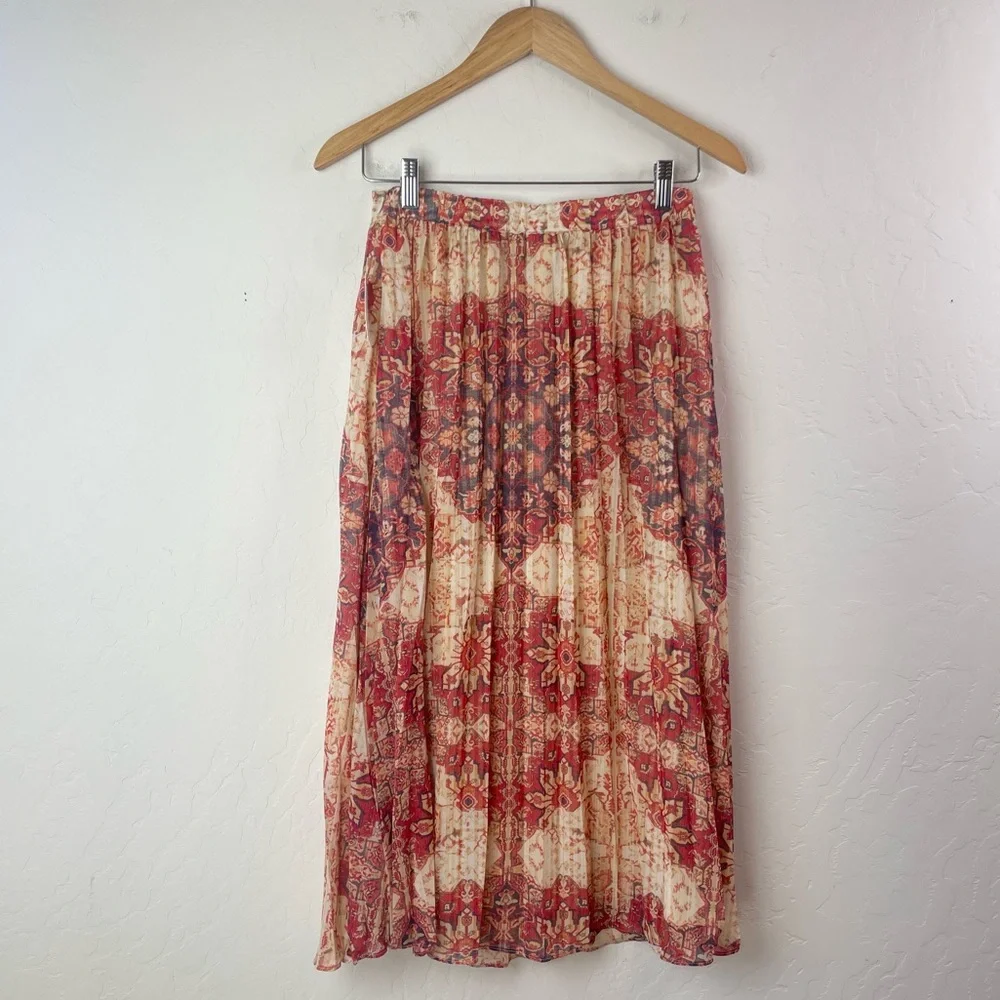NWT Anthropologie Akemi + Kin Laurel Canyon Pleated Midi Skirt Size Small